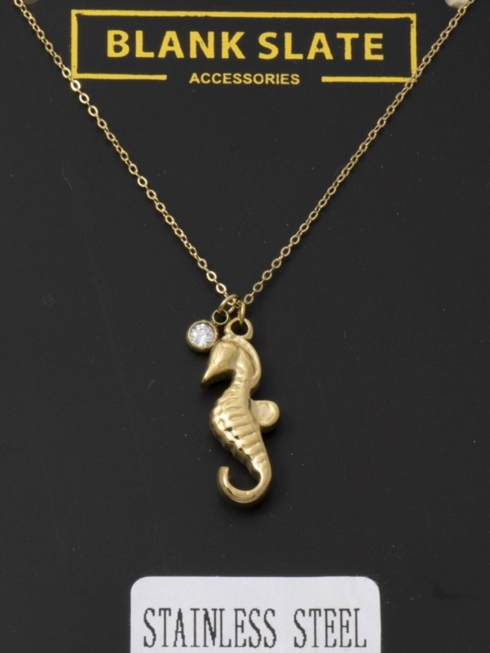 GOLD STAINLESS STEEL SEAHORSE NECKLACE